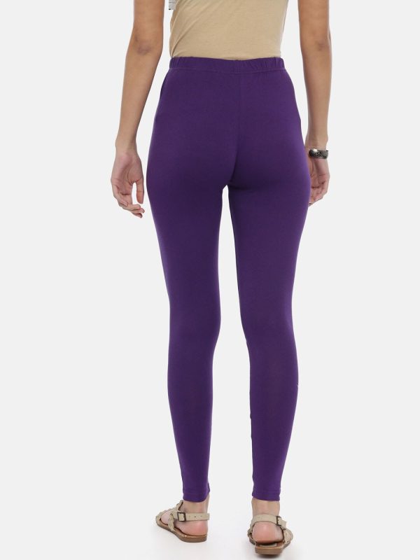 Souchii Violet Solid Slim-Fit Ankle-Length Leggings For Discount