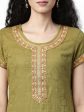 Souchii Olive Green Woven Design Kurta Online Hot Sale