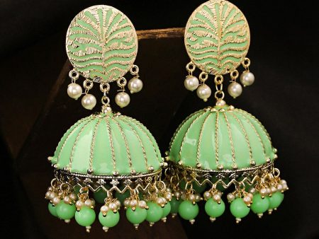 Yellow Chimes Women Green Meenakari Jhumkas Earrings Supply