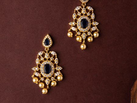 Rubans Gold-Toned & Blue Gold-Plated Drop Earrings on Sale