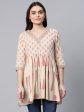 Ahalyaa Women Beige Pure Cotton Printed Tunic Hot on Sale