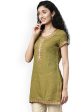 Souchii Olive Green Woven Design Kurta Online Hot Sale