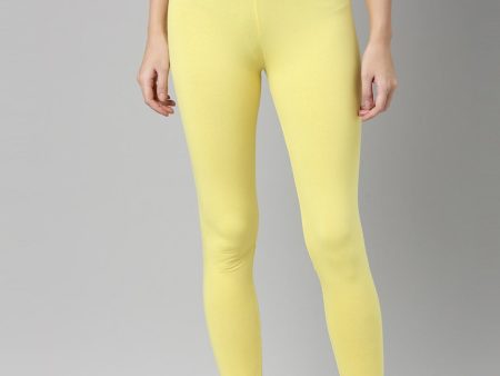 Souchii Yellow Solid Slim-Fit Churidar-Length Leggings Cheap