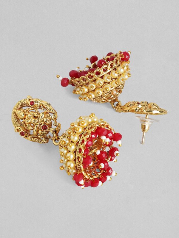 Rubans Gold-Plated Dome Shaped Jhumkas Earrings Online Hot Sale