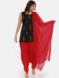 Souchii Red Solid Tasselled Cotton Dupatta Discount