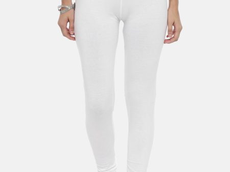 Souchii White Solid Slim-Fit Churidar-Length Leggings Online