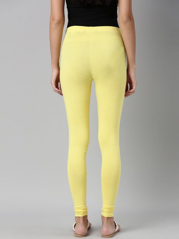 Souchii Yellow Solid Slim-Fit Churidar-Length Leggings Cheap