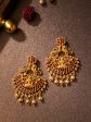 Rubans Gold-Toned & Green Gold-Plated Crescent Shaped Drop Earrings For Sale