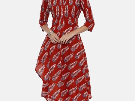 Souchii Maroon Printed A-Line Kurta Fashion