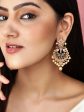 Rubans Gold-Toned Kundan Studded & Pearl Beaded Crescent Shaped Chandbalis Earrings Sale