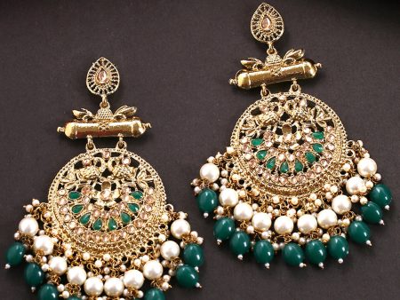 Yellow Chimes Gold-Plated & Green Circular Drop Earrings Online Hot Sale