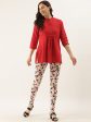 Souchii White & Pink Floral Printed Ankle-Length Leggings Fashion