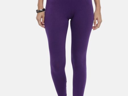 Souchii Violet Solid Slim-Fit Ankle-Length Leggings For Discount