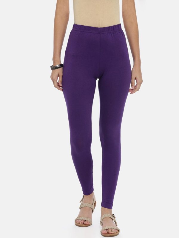 Souchii Violet Solid Slim-Fit Ankle-Length Leggings For Discount