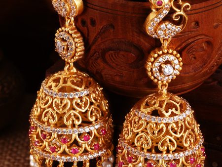 Rubans Gold-Toned Dome Shaped Jhumkas Fashion