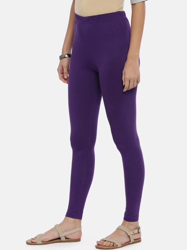 Souchii Violet Solid Ankle-Length Leggings For Discount