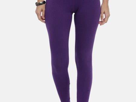 Souchii Violet Solid Ankle-Length Leggings For Discount