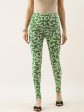 Souchii White & Green Printed Ankle-Length Leggings on Sale