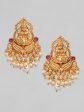 Rubans Women Gold-Toned Pearl Studded Contemporary Lakshmi Chandbali Earrings Online now