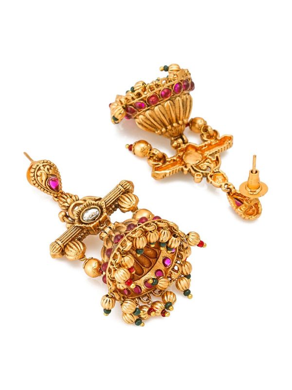 Aadita Gold-Toned Geometric Jhumkas Earrings Supply