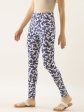 Souchii Women White & Blue Printed Slim-Fit Ankle-Length Leggings Hot on Sale