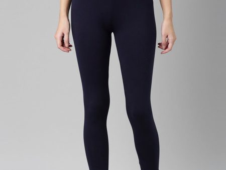 Souchii Navy Blue Solid Churidar Length Leggings Sale