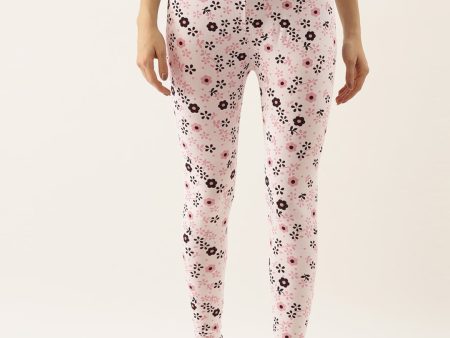 Souchii White & Pink Printed Ankle-Length Leggings Sale