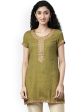 Souchii Olive Green Woven Design Kurta Online Hot Sale