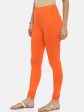 Souchii Orange Solid Slim-Fit Churidar-Length Leggings Online Sale