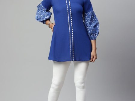 Ahalyaa Women Blue Pure Cotton Printed Tunic Cheap