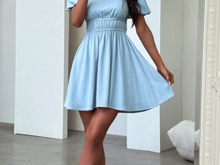 Whitney Square Neck Mini Dress - Baby Blue For Cheap